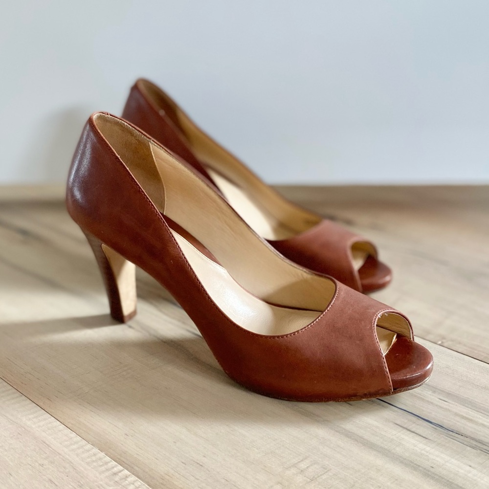 Cole Haan Leather Peep Toe Pumps